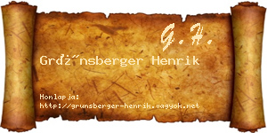 Grünsberger Henrik névjegykártya